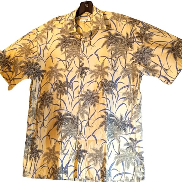 Pierre Cardin Mens  Cotton Short Sleeve Palm Tree Hawiian Button Up Shirt   M - Picture 1 of 6